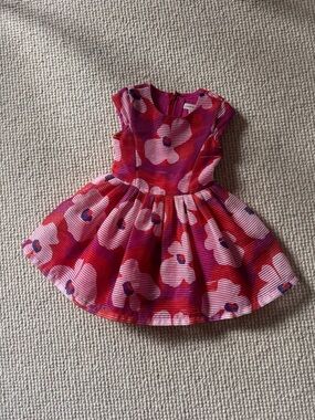 Catimini Fuchsia Pink and Red Floral Pleated Girls Dress